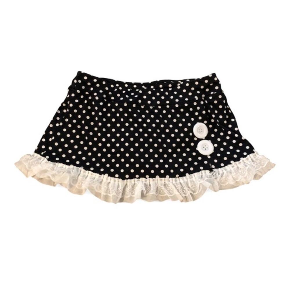 Custom Upcycled Y2K Black & White Polka Dot Mini Skirt Size 4
